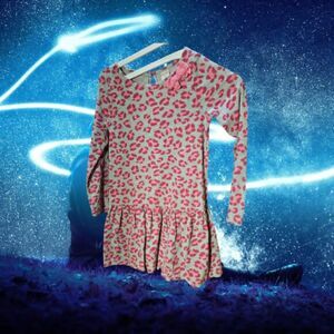 Gymboree Long Sleeve Dress Leopard Print Size 10 Pink/Gray (N86)